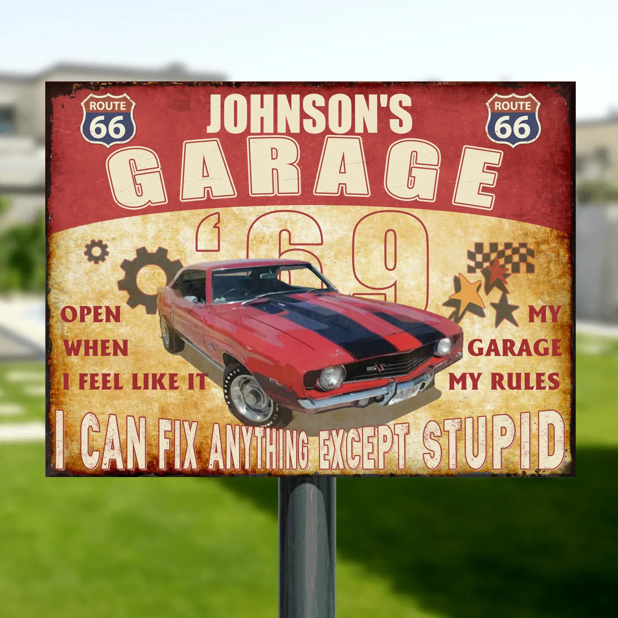 Personalized Garage Metal Sign - Upload Photo - Gift Idea For Father/Grandpa