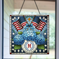 Personalized Patriotic Chinoiserie Blue Hydrangeas Acrylic Suncatcher - Window Hanging Gift For Family