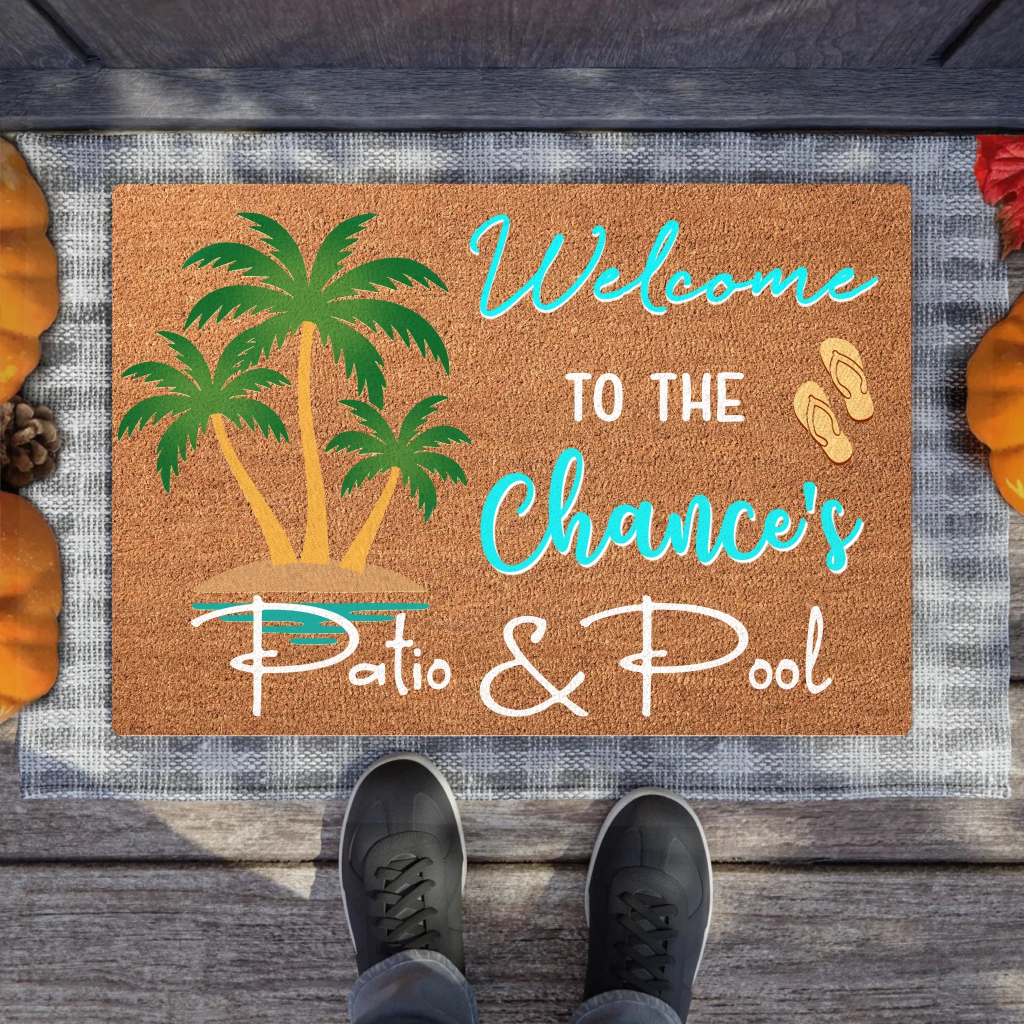 Personalized Patio Doormat - Welcome To The Patio & Pool - Gift Idea For Family