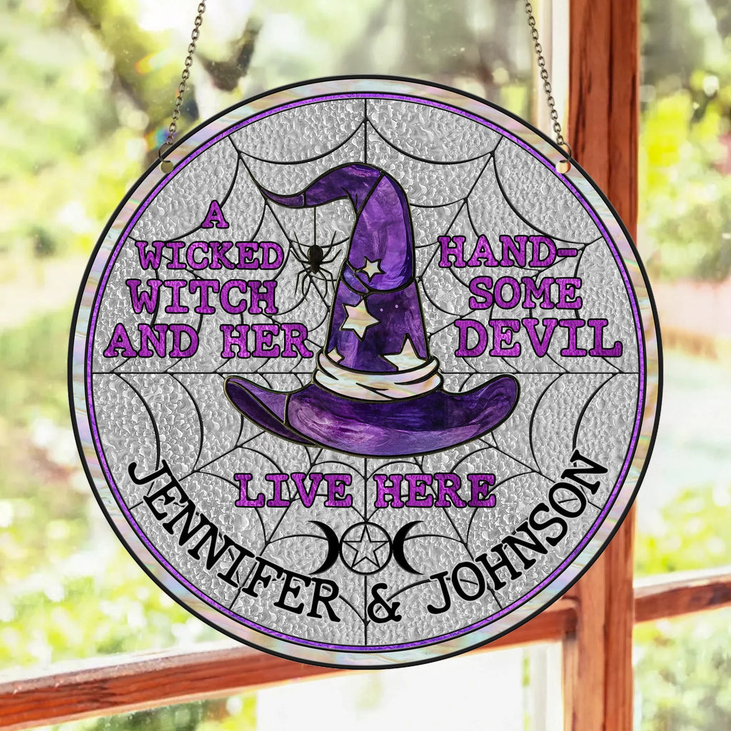 Personalized Wicked Witch And Handsome Devil Acrylic Suncatcher - Gift Idea For Couple