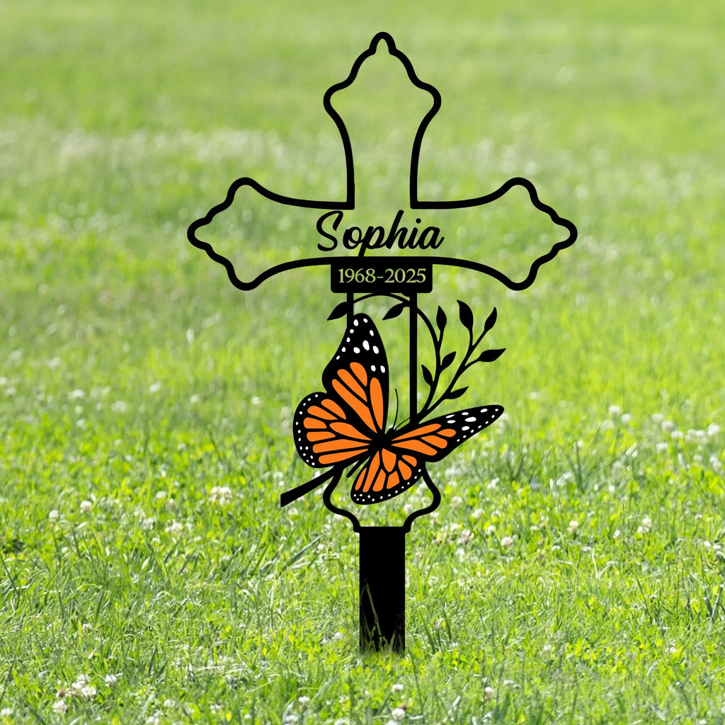 Personalized Memorial Holy Cross Metal Sign - Memorial Gift Idea