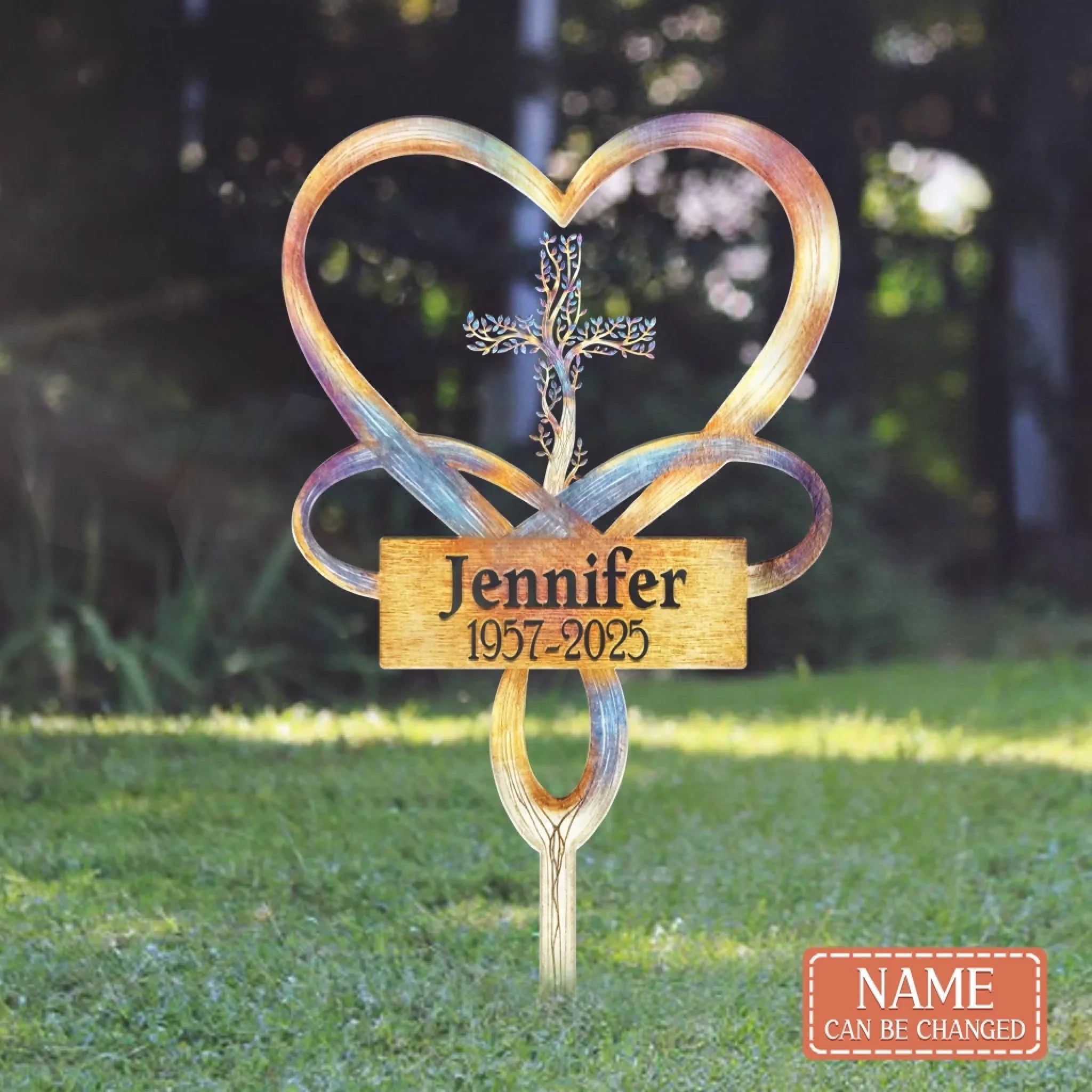 Personalized Livin Cross Of Life Memorial Stake With Name  Metal Sign - Memorial Gift Idea