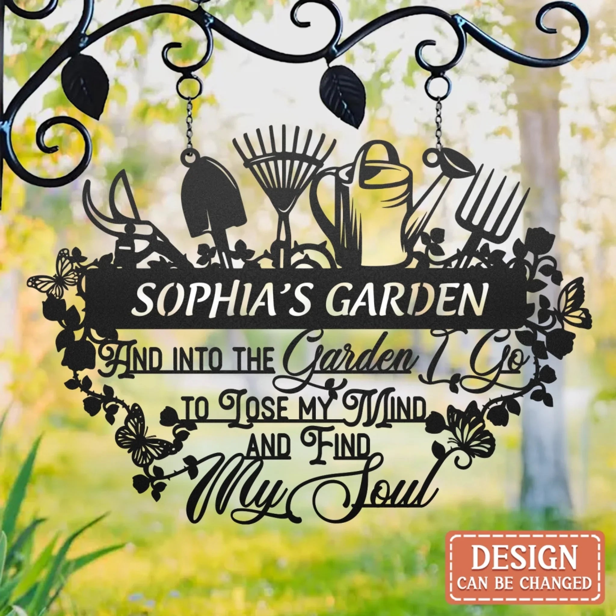 Personalized Garden Black Metal Sign - Gift Idea For Mom/Grandma/Sister/Garden Lover - And Into The Garden I Go To Lose My Mind And Find My Soul