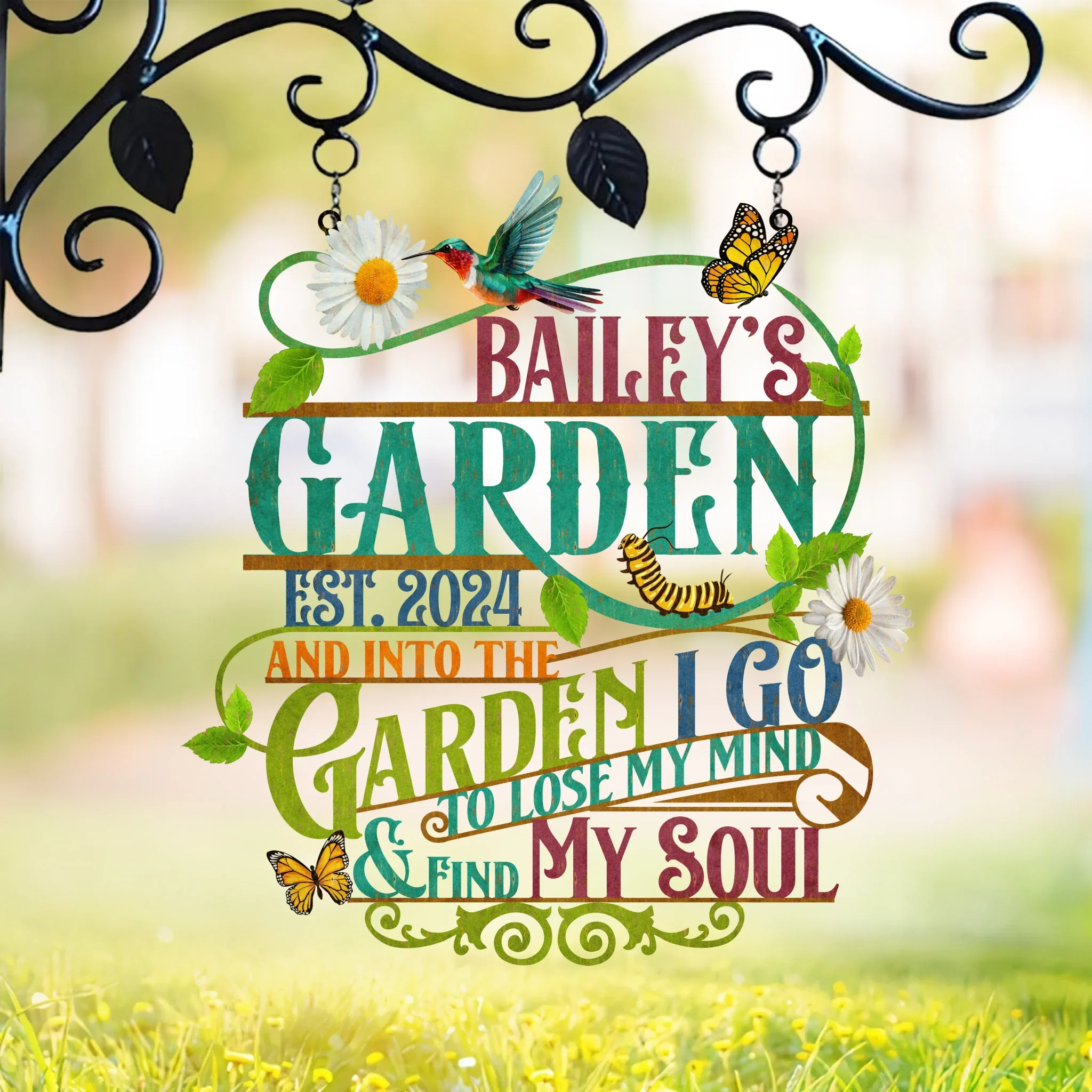 Personalized Garden Metal Sign - Gift Idea For Garden Lovers - And Into The Garden I Go To Lose My Mind And Find My Soul