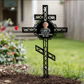Personalized Memorial Cross Metal Sign - Memorial Gift Idea - Upload Photo - Rest In Peace