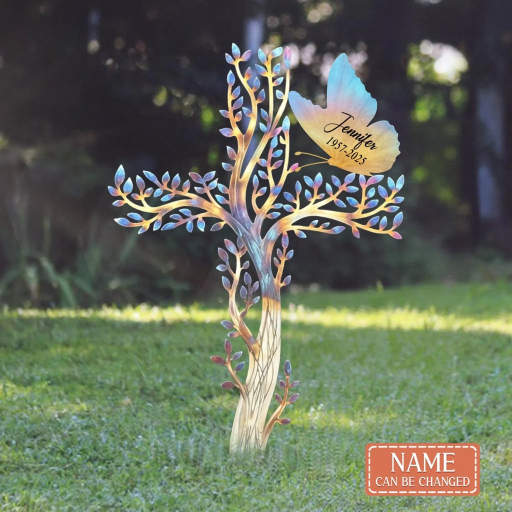 Personalized Memorial Butterfly Metal Sign - Memorial Gift Idea For Family Member