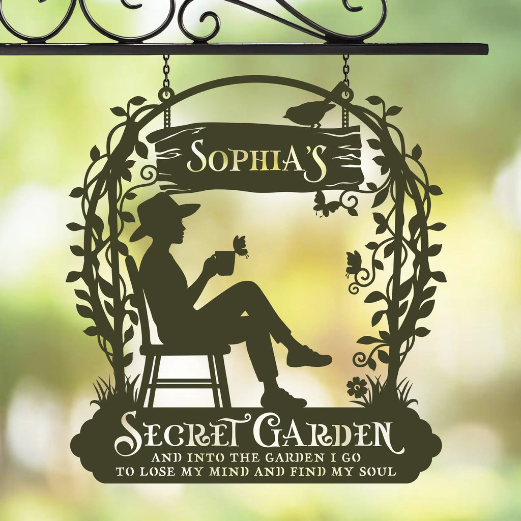 Personalized Secret Garden Metal Sign - Gift Idea For Garden Lovers - And Into The Garden I Go To Lose My Mind And Find My Soul
