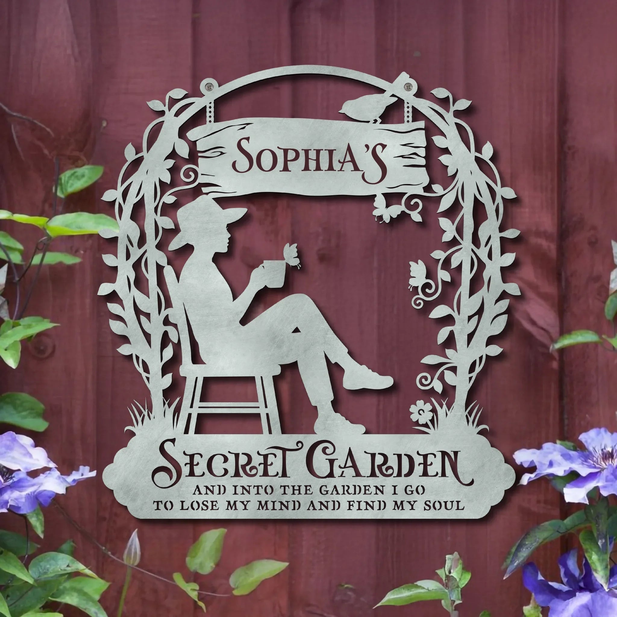 Personalized Secret Garden Metal Sign - Gift Idea For Garden Lovers - And Into The Garden I Go To Lose My Mind And Find My Soul