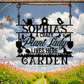 Personalized Garden Black Metal Sign - Gift Idea For Garden Owner - A Crazy Plant Lady Lives Here
