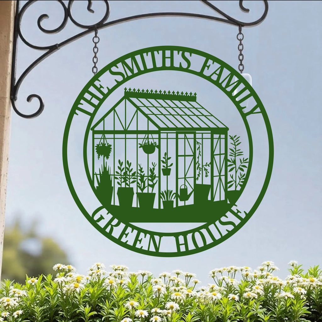 Custom Personalized Green House Metal Sign - Gift Idea For Family - Garden Decor