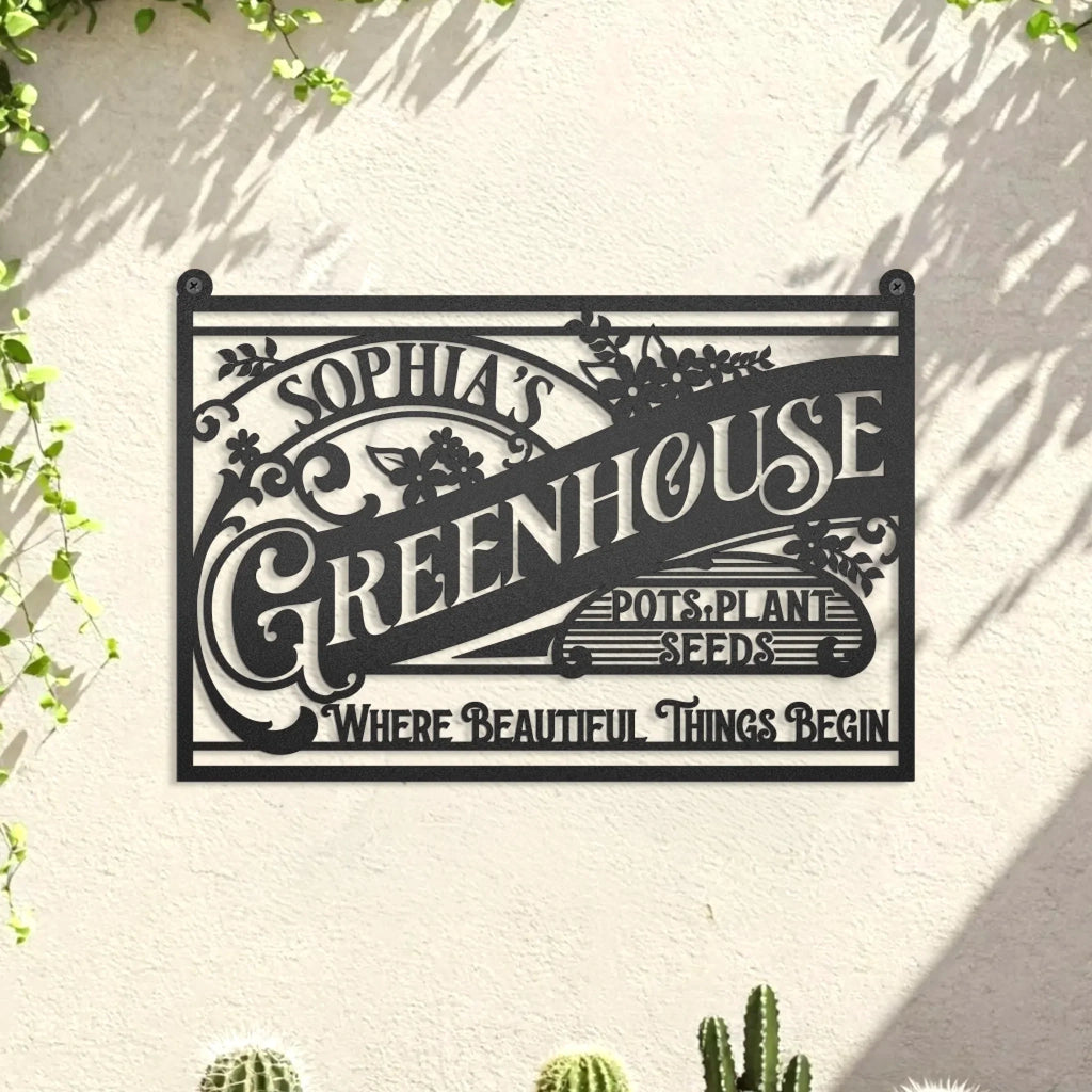 Personalized Greenhouse Metal Sign - Gift Idea For Garden Lover - Where Beautiful Things Begin