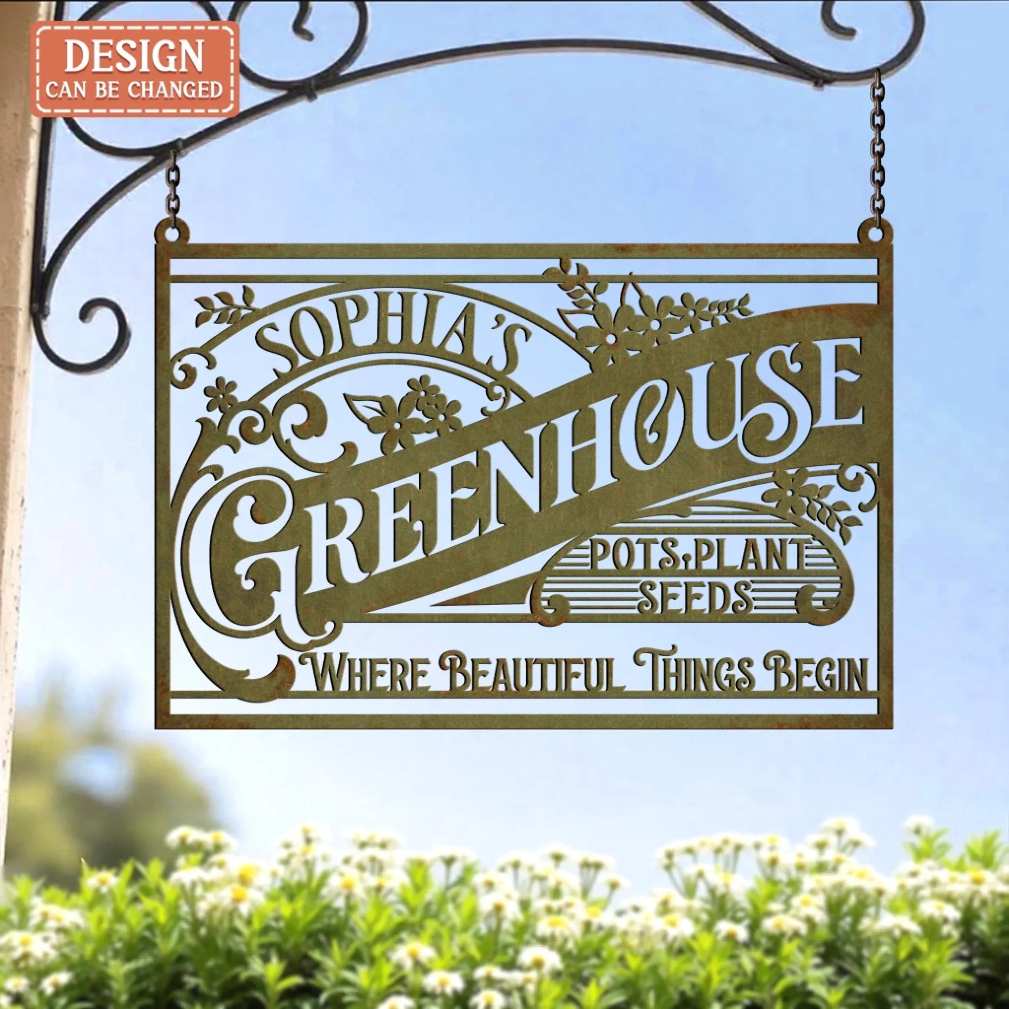 Personalized Greenhouse Metal Sign - Gift Idea For Garden Lovers - Where Beautiful Things Begin