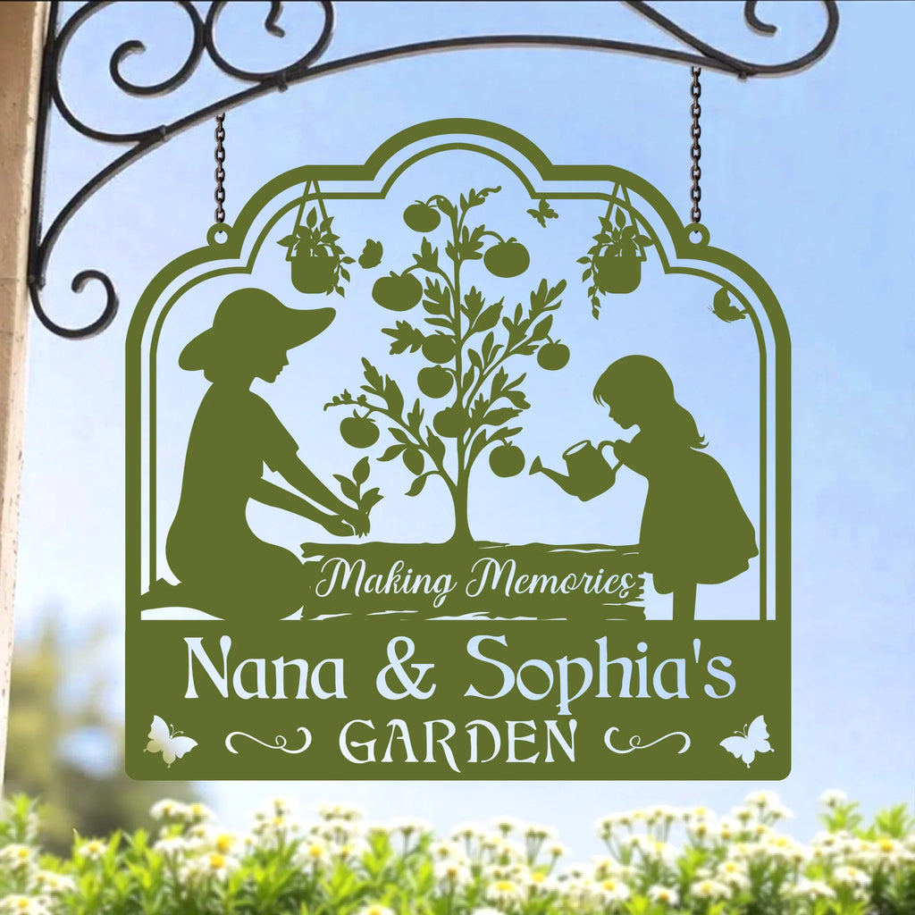 Personalized Grandma Garden Metal Sign - Gift Idea For Grandma/Mom - Making Memories