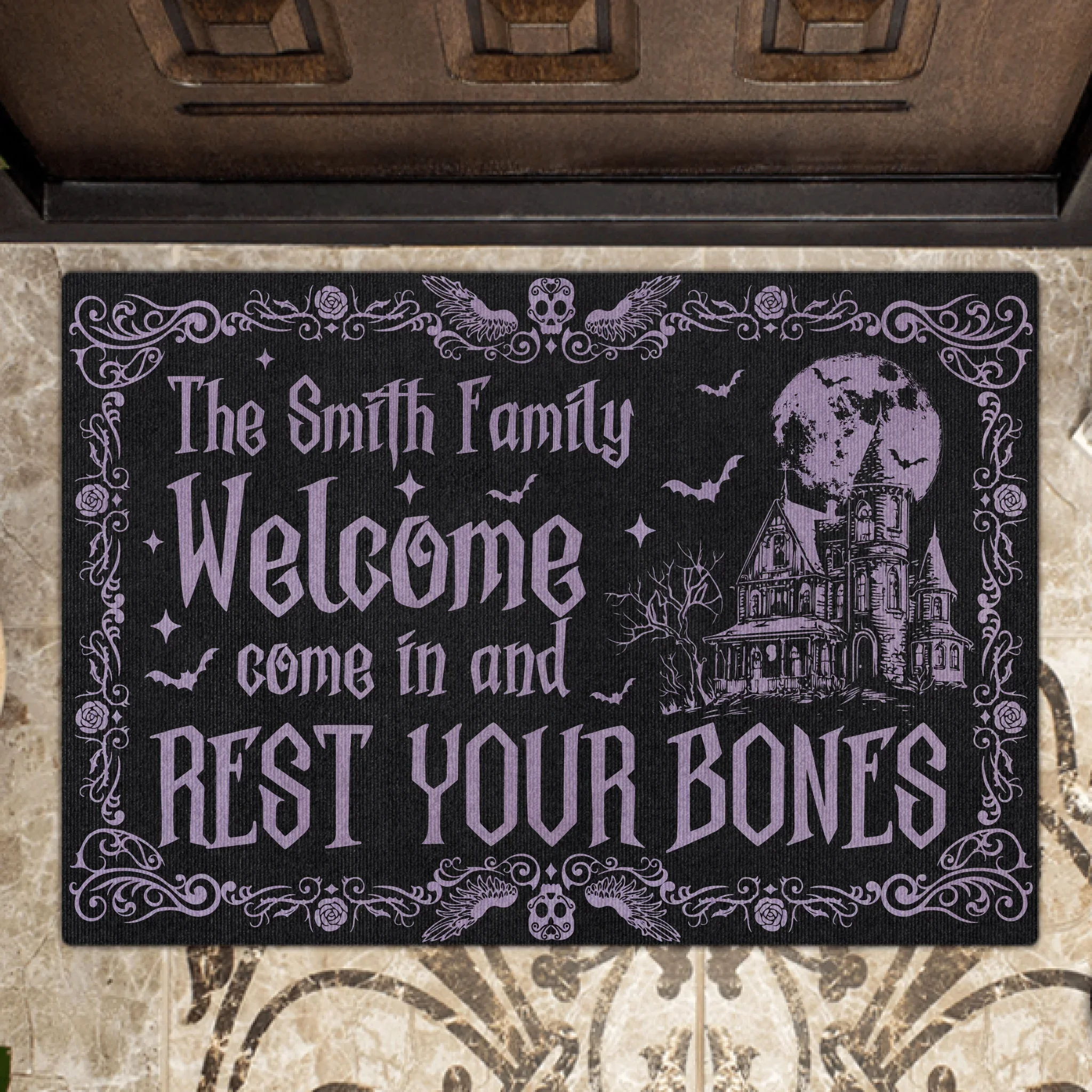 Personalized Witch Doormat - Gift Idea For Witch Lover - Come In And Rest Your Bones