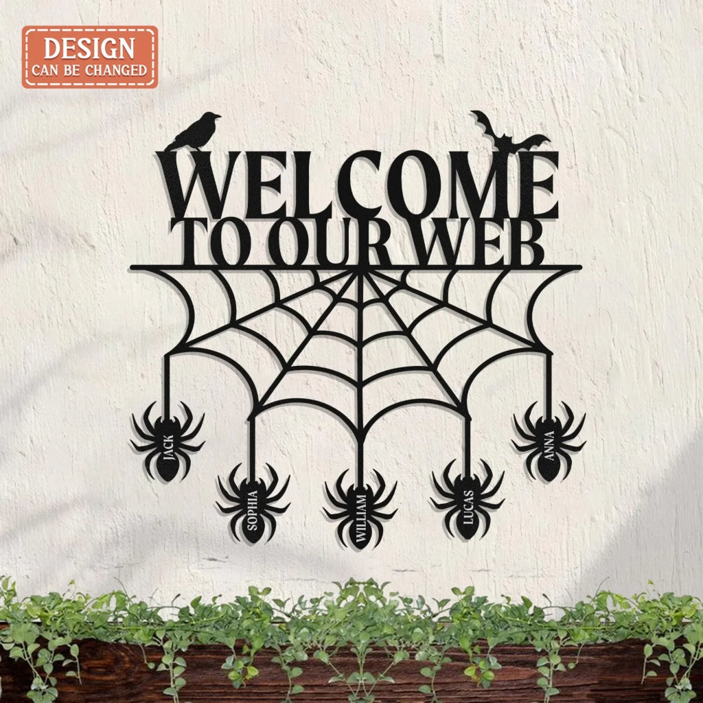 Personalized Spider Family Metal Sign - Gift Idea For Family - Welcome To Our Web