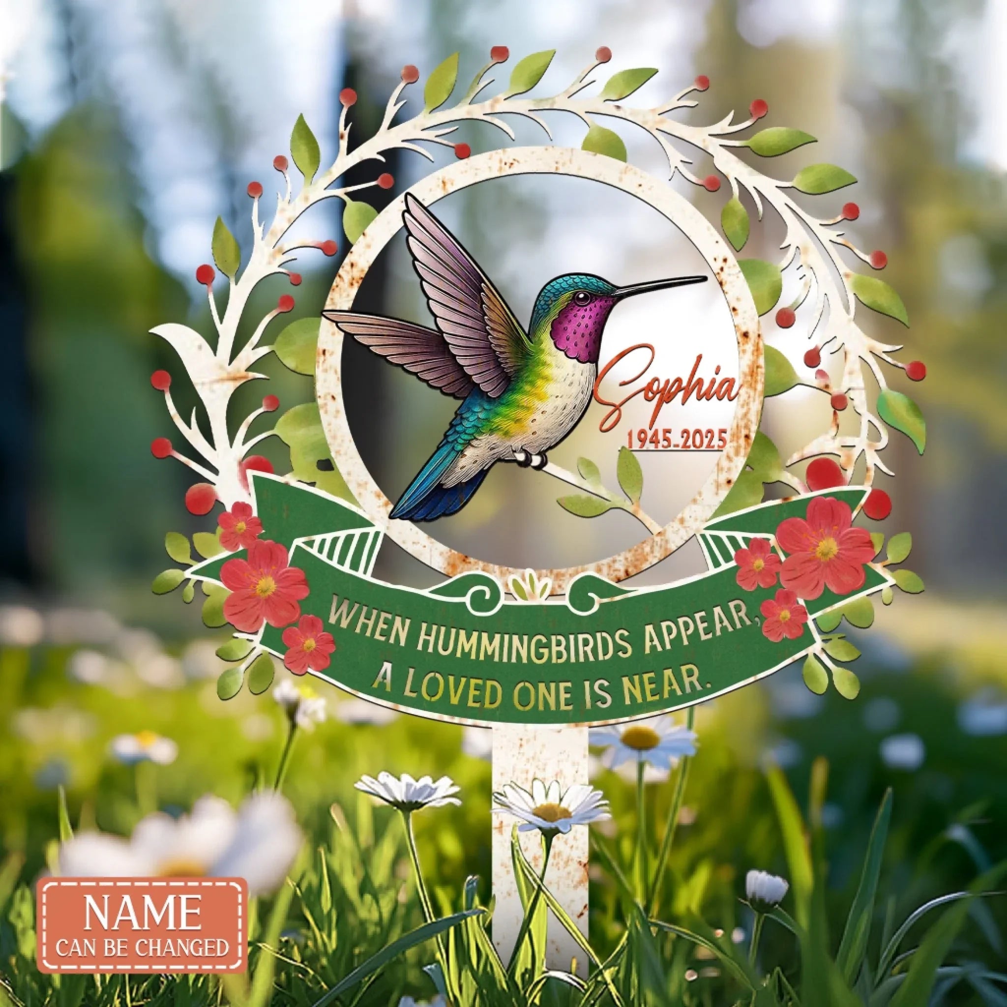 Personalized Memorial Metal Sign - Memorial Gift Idea - When Hummingbirds Appear A Loved One Is Near