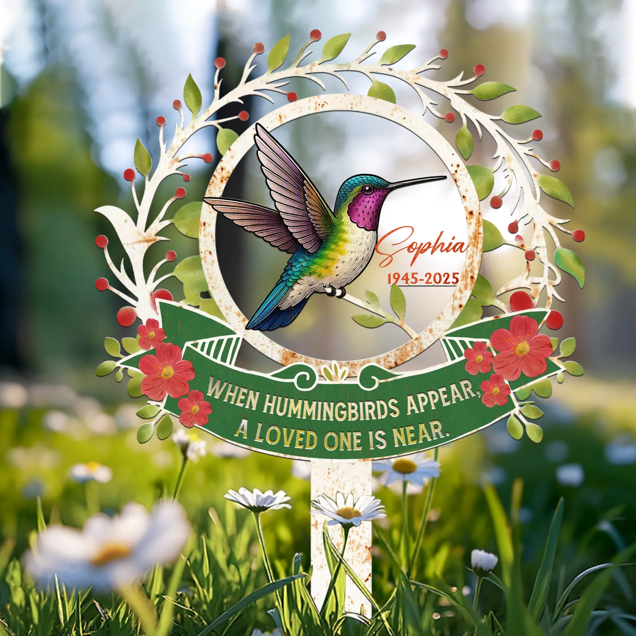 Personalized Memorial Metal Sign - Memorial Gift Idea - When Hummingbirds Appear A Loved One Is Near