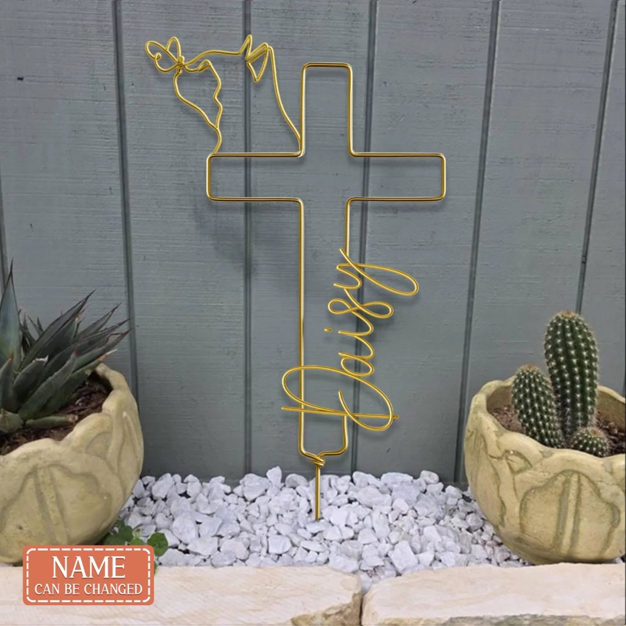 Personalized Memorial Cat Cross Line Art Metal Sign - Memorial Gift Idea For Cat Lover