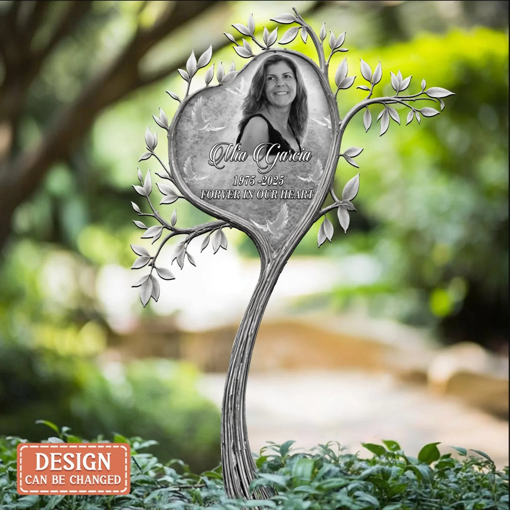 Custom Personalized Memorial  Heart Shape Tree Metal Sign - Memorial Gift Idea - Upload Photo