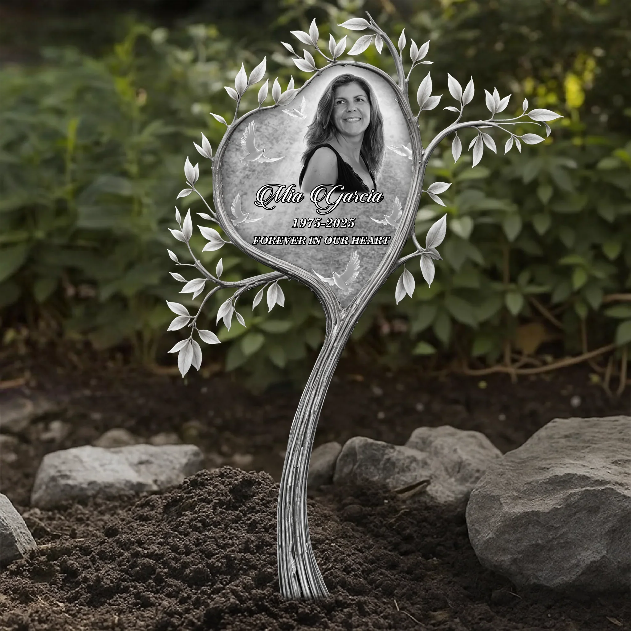 Custom Personalized Memorial  Heart Shape Tree Metal Sign - Memorial Gift Idea - Upload Photo