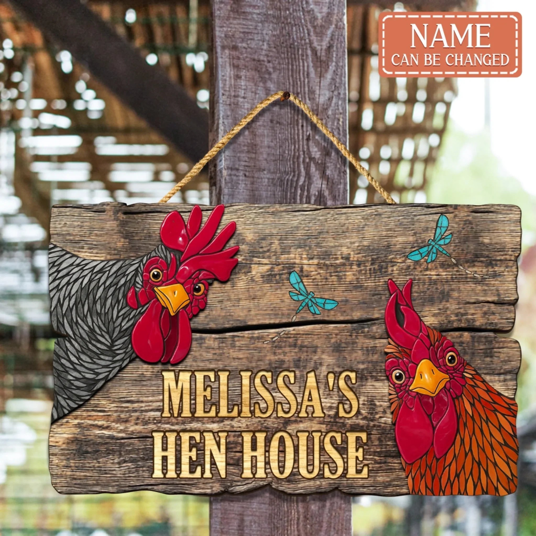 Custom Name Chicken Coop Wooden Sign - Gift Idea For Chicken Lover