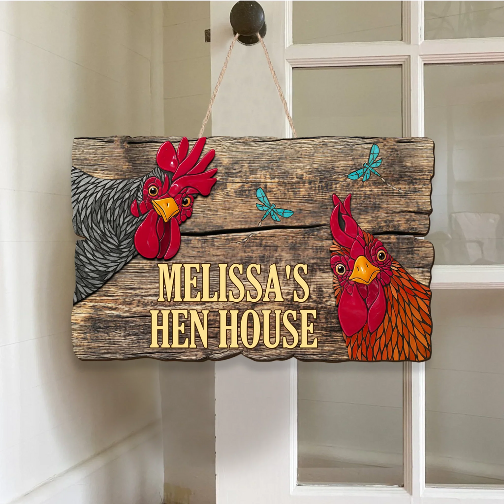 Custom Name Chicken Coop Wooden Sign - Gift Idea For Chicken Lover