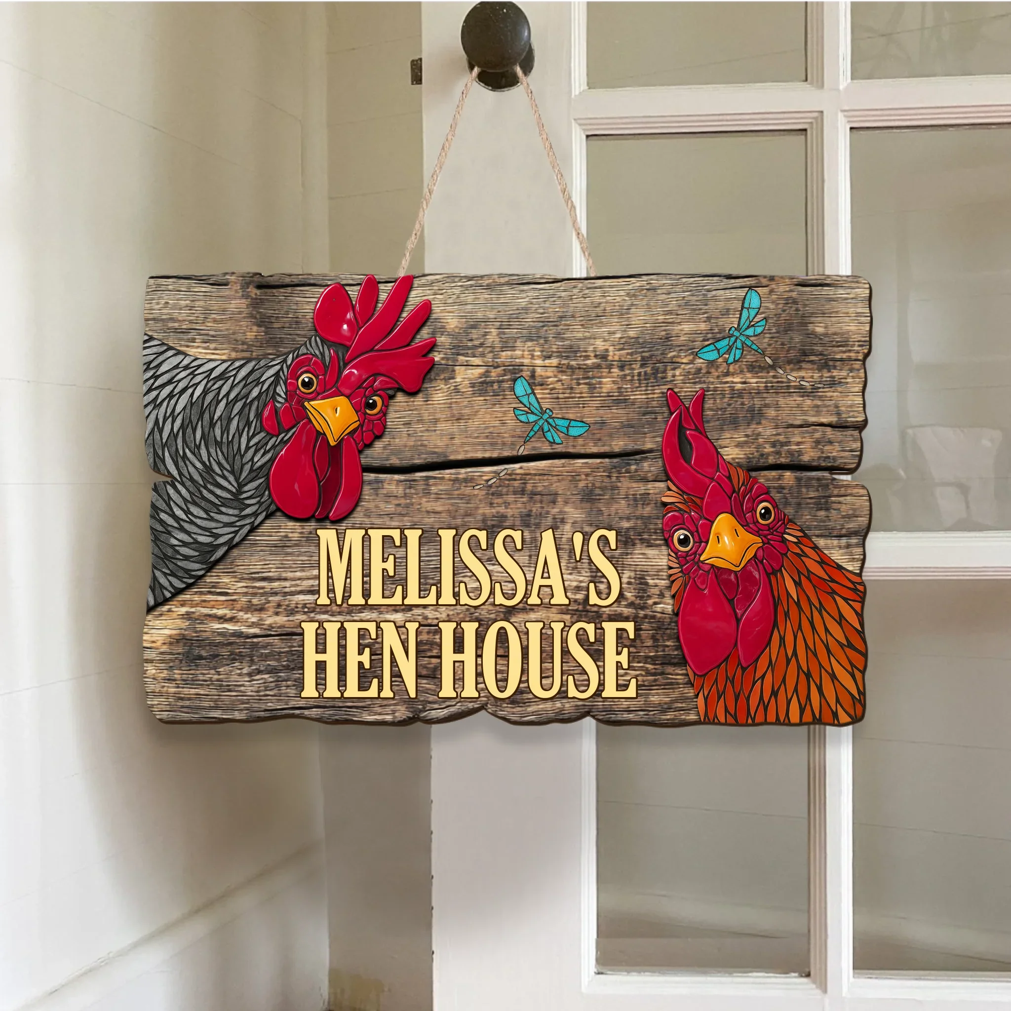 Custom Name Chicken Coop Wooden Sign - Gift Idea For Chicken Lover