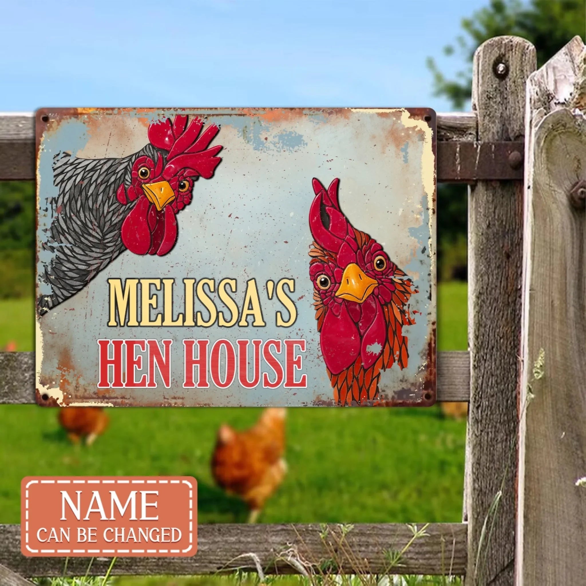 Custom Name Chicken Coop Metal Sign - Gift Idea For Chicken Lover