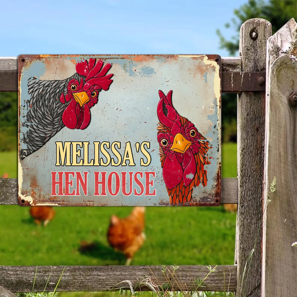 Custom Name Chicken Coop Metal Sign - Gift Idea For Chicken Lover