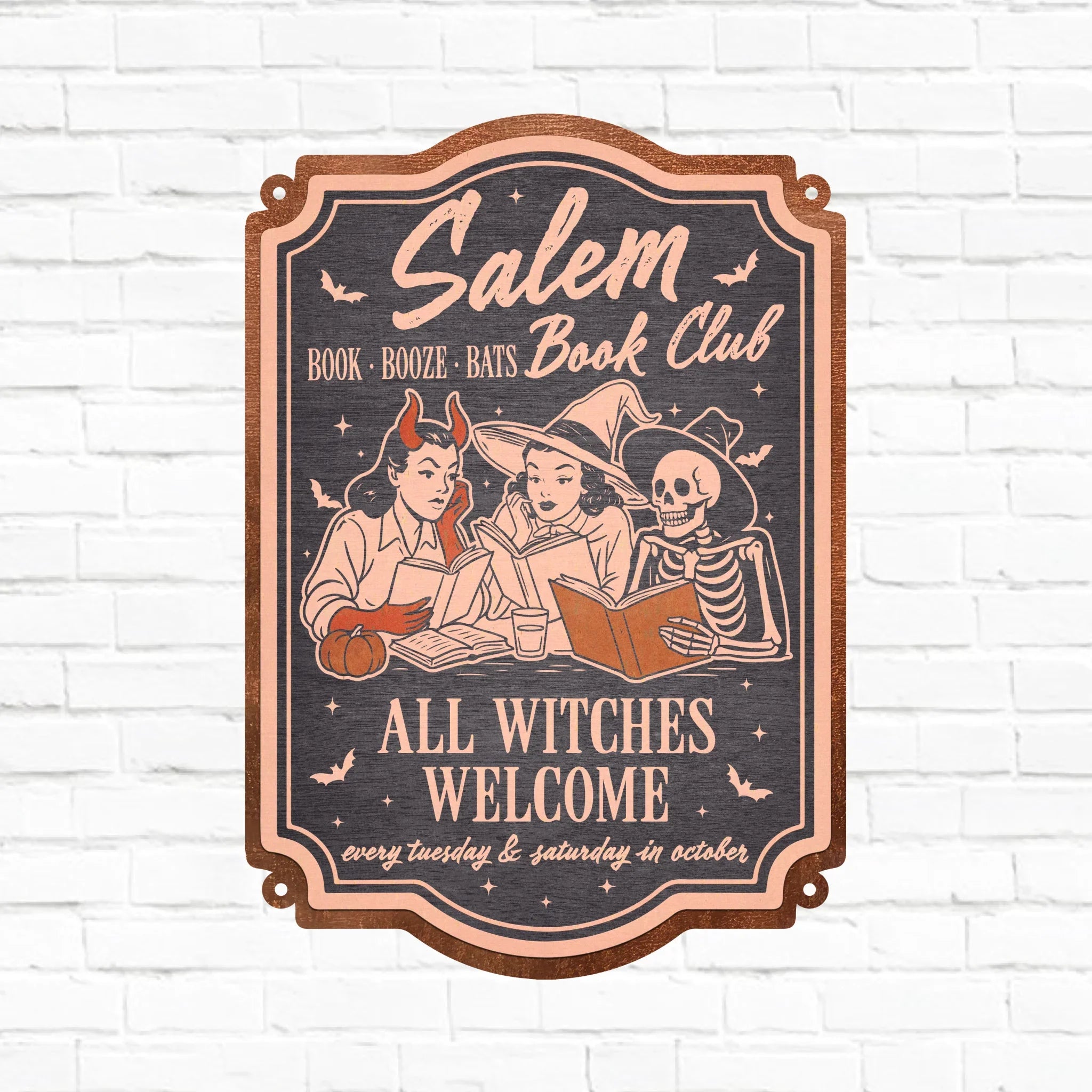 Salem Book Club Metal Sign - Gift Idea For Book Lover - All Witches Welcome
