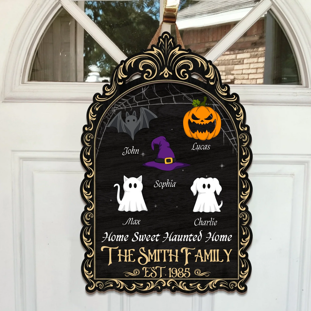 Personalized Halloween 2 Layered Wooden Art - Gift Idea For Couple/Family/Pet Lover - Home Sweet Haunted Home