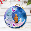 Personalized Memorial Pet Mom Flower Moon Ornament - Woman With Up to 4 Pets - Best Gift For Cat/Dog Lover - Half Of My Heart Lives In Heaven