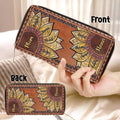 Personalized Grandma/Mom Sunflower Long Wallet - Best Gift for Mother/Grandma