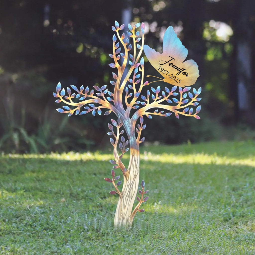 Personalized Memorial Butterfly Metal Sign - Memorial Gift Idea For Family Member