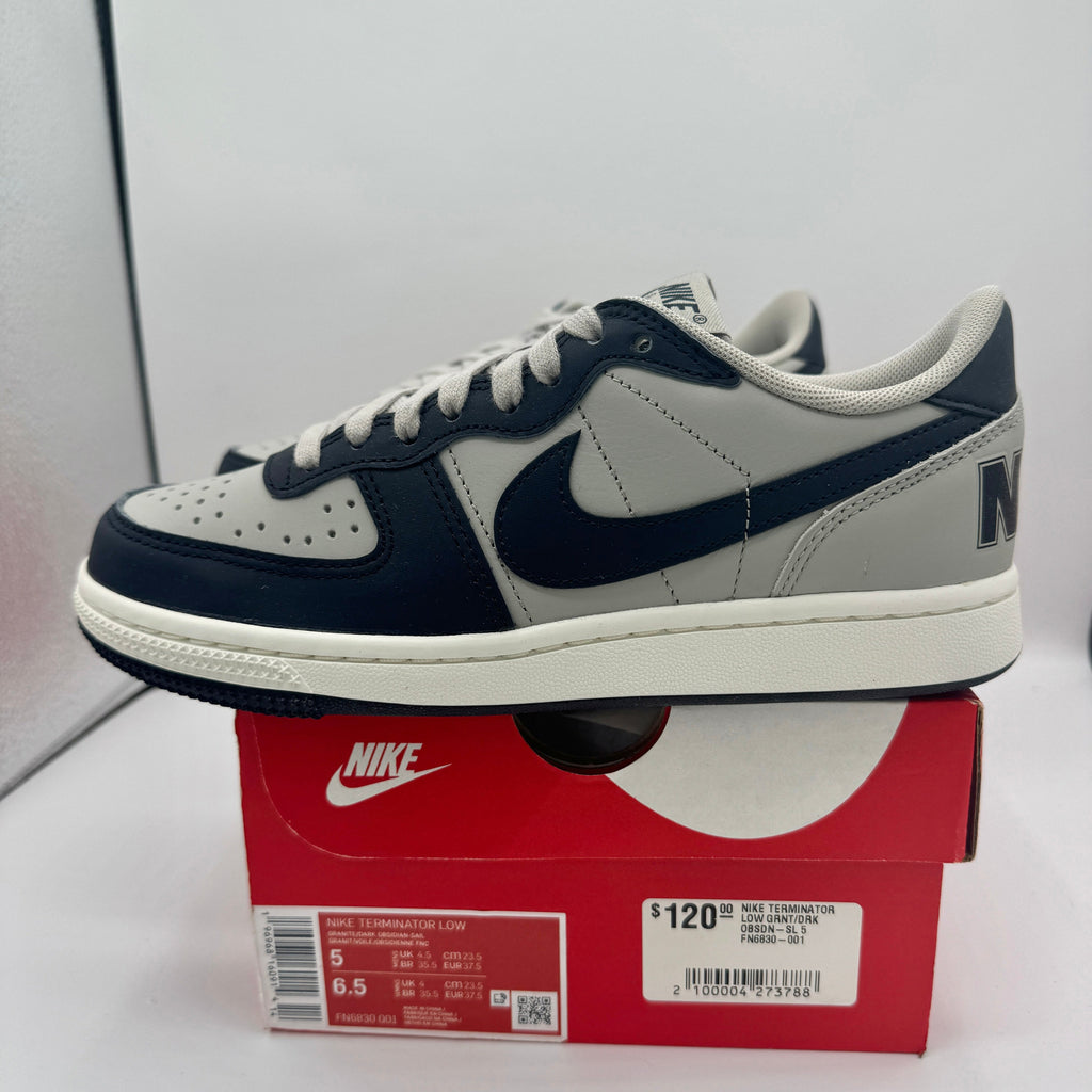 Nike Terminator Low Shoes Granite Grey Dark Obsidian Sail Navy Blue UNISEX
