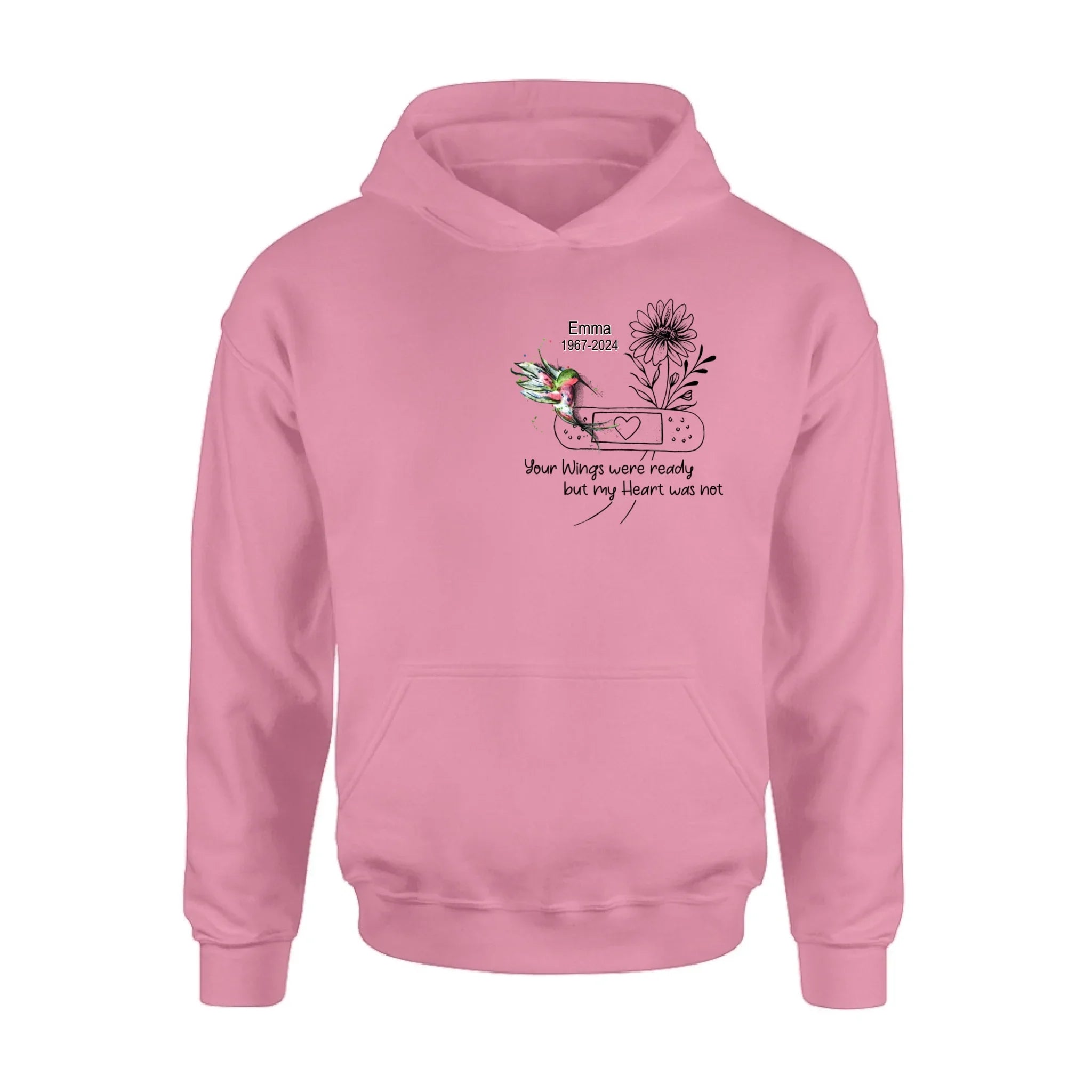 Personalized Memorial Hummingbird Unisex T-shirt/Long Sleeve/Sweatshirt/Hoodie - Memorial Gift Idea - Your Wings Were Ready But My Heart Was Not