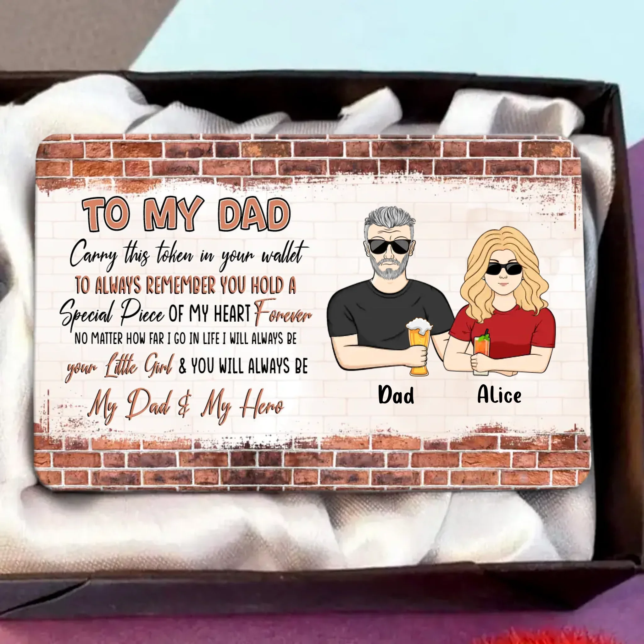 Custom Personalized To My Dad Aluminum Wallet Card - Gift Idea For Father's Day From Daughter - My Dad My Hero