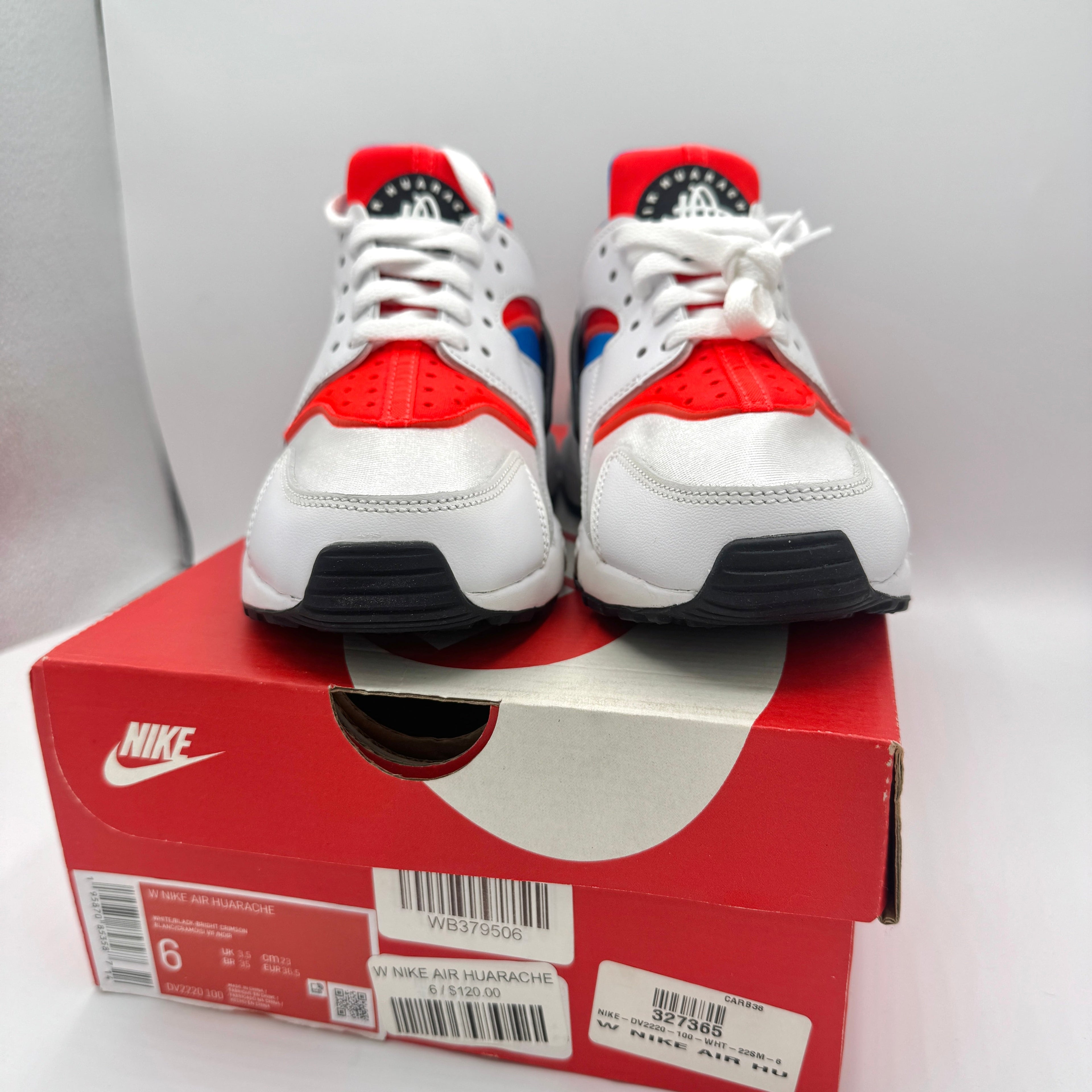 Nike Hurache Women’s Sneakers in White Bright Crimson / Photo Blue / Black