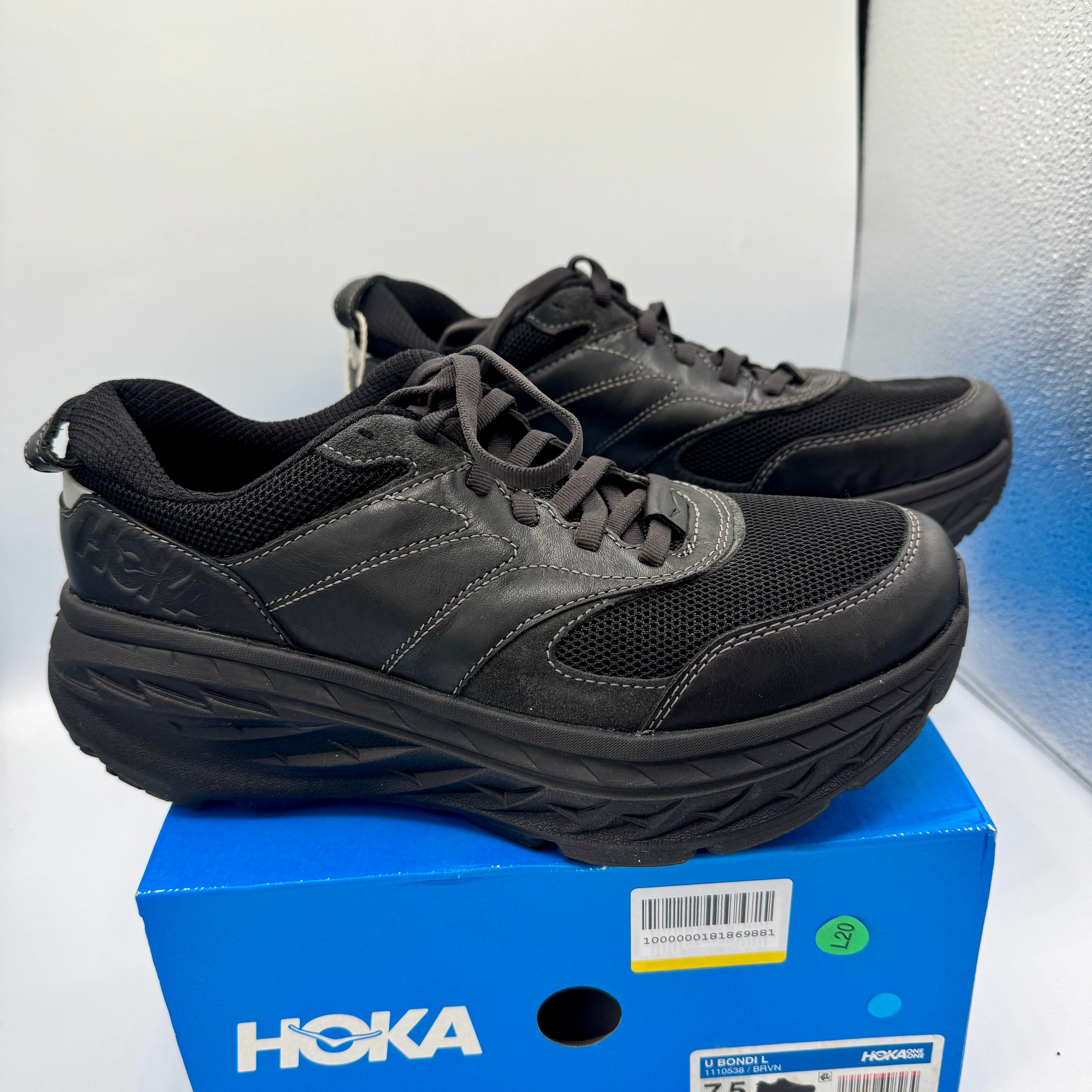 Hoka Bondi Leather L U Unisex Black Raven Sneakers All Gender BRVN