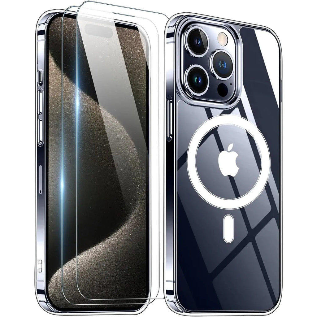 Entronix Bundle Compatible with iPhone 15 - [Magnetic] Clear Case & 2 Clear Screen Protectors
