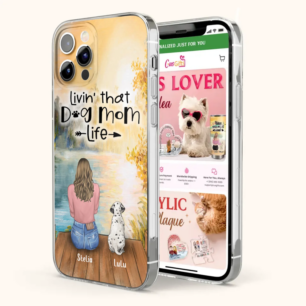 Custom Personalized Dog Mom Phone Case - Gift for Dog Lovers - iPhone & Samsung Case with upto 4 Dogs