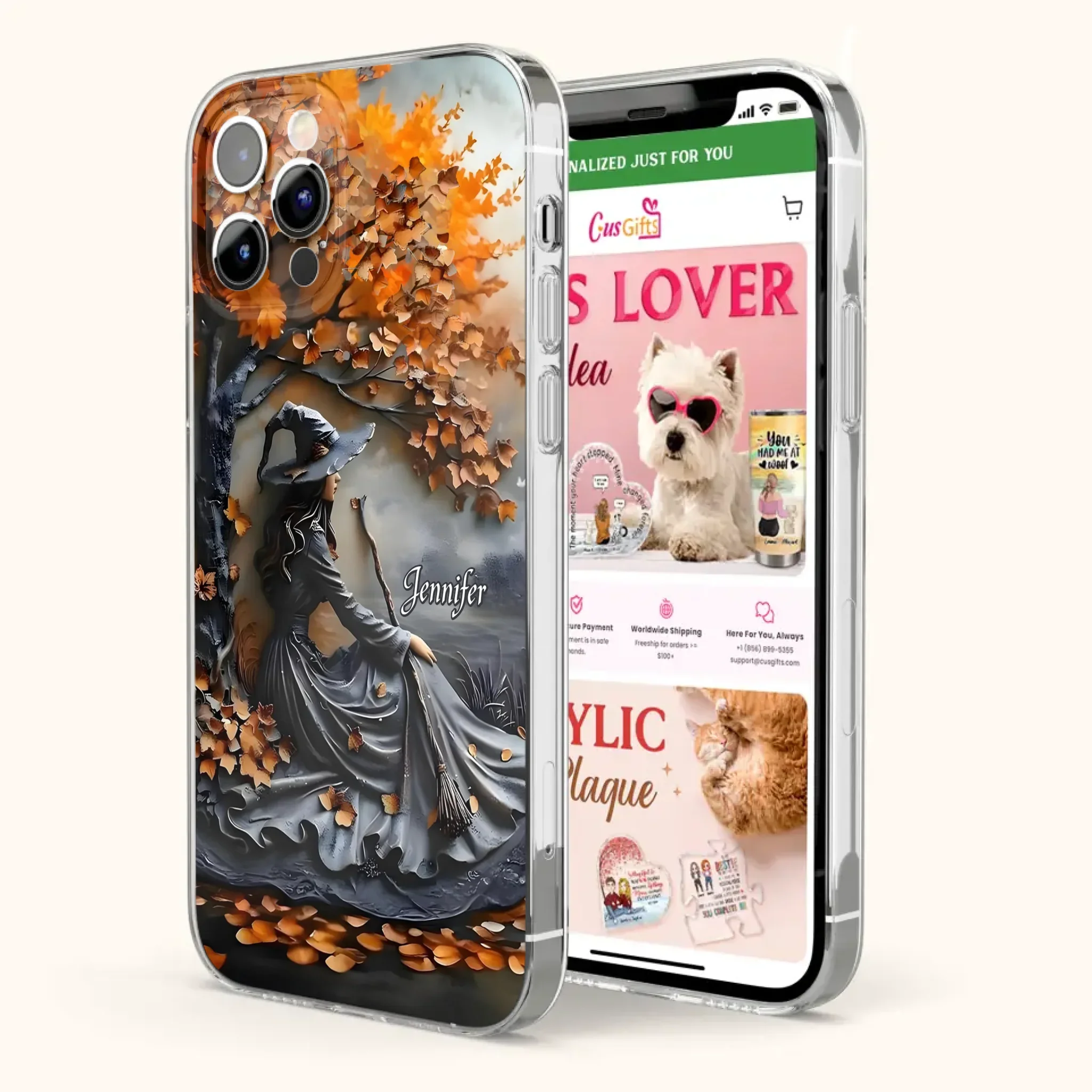 Custom Personalized Witch Broom Phone Case - Halloween/ Birthday Gift Idea For Yourself, Women, Witch Lovers - Case For iPhone/ Samsung