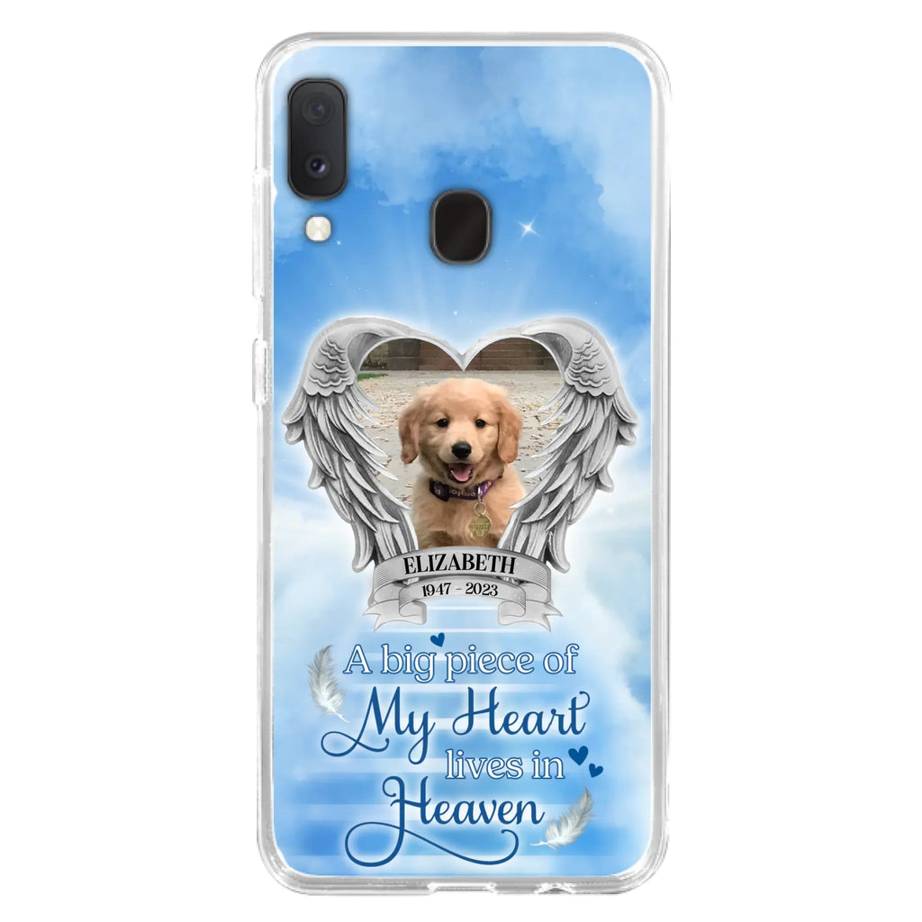 Custom Personalized Memorial Phone Case - Upload Photo - Memorial Gift Idea For Family Member/ Pet Owner - A Big Piece Of My Heart Lives In Heaven - Case For iPhone And Samsung