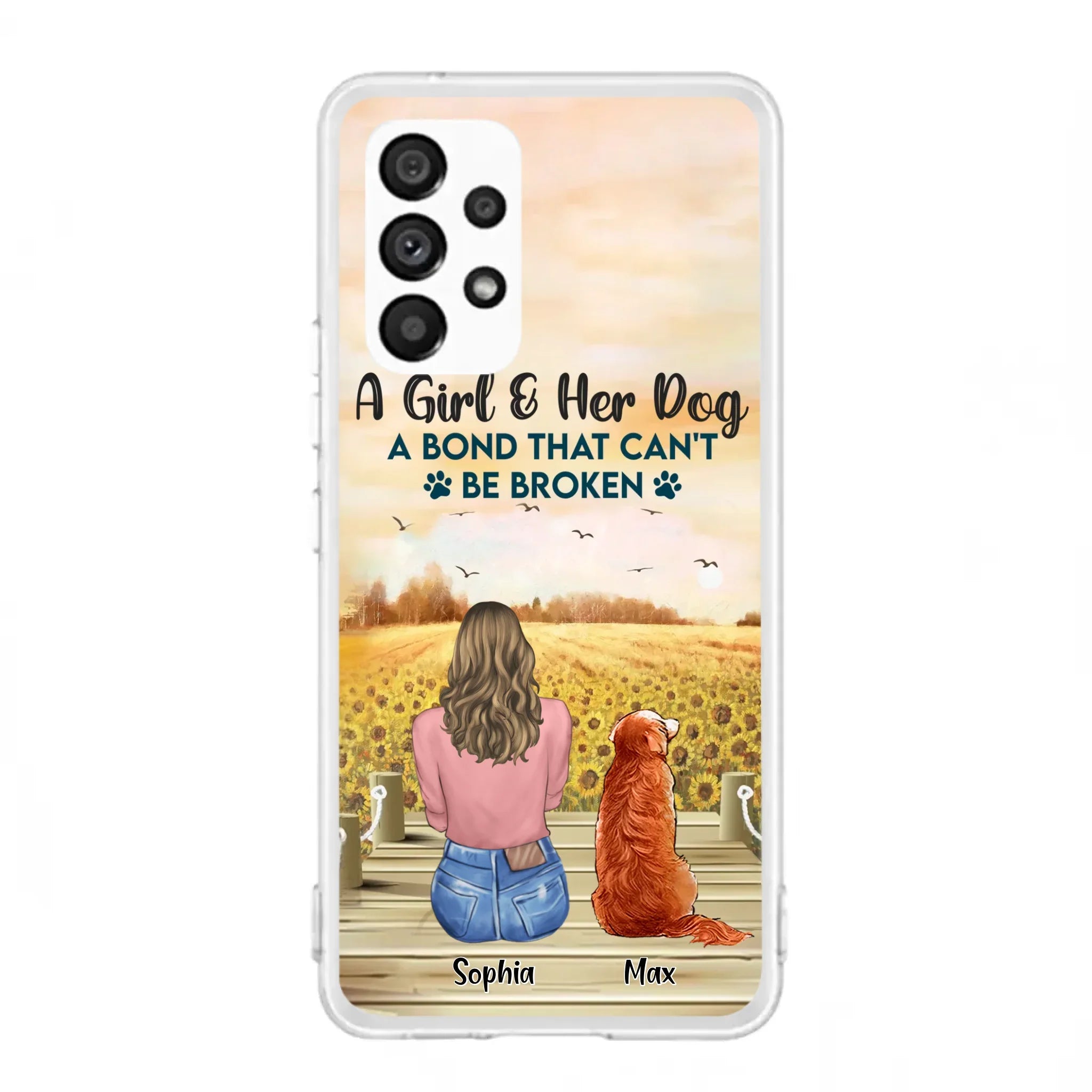 Custom Personalized Dog Mom Phone Case - Gift Idea For Dog Lover - A Girl & Her Dog A Bond That Can't Be Broken - Case For iPhone/ Samsung