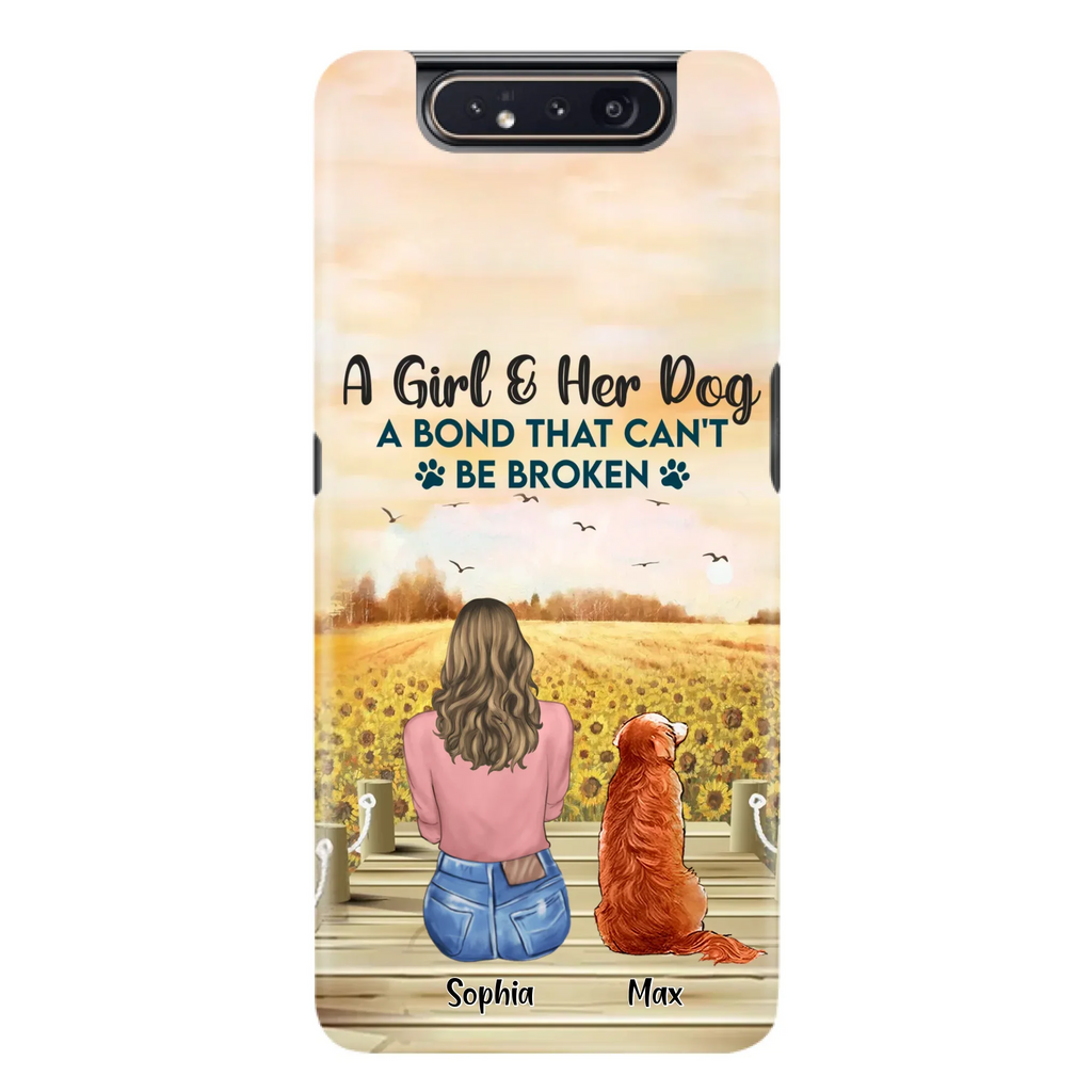 Custom Personalized Dog Mom Phone Case - Gift Idea For Dog Lover - A Girl & Her Dog A Bond That Can't Be Broken - Case For iPhone/ Samsung