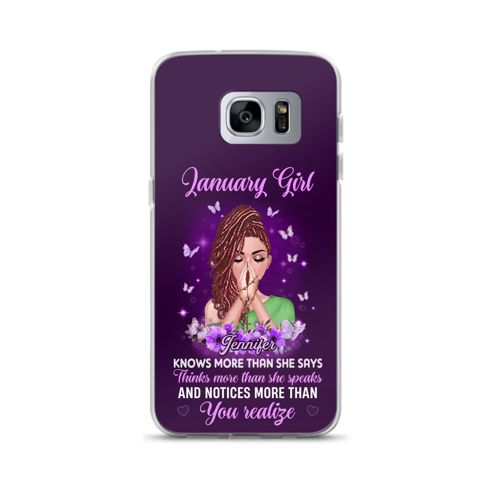 Custom Personalized Birthday Girl iPhone/ Samsung Phone Case - Gift Idea For Girl/ Friend/ Daughter - Knows More Than She Says