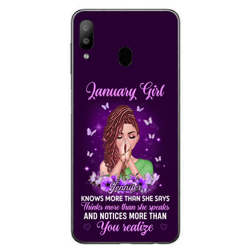 Custom Personalized Birthday Girl iPhone/ Samsung Phone Case - Gift Idea For Girl/ Friend/ Daughter - Knows More Than She Says