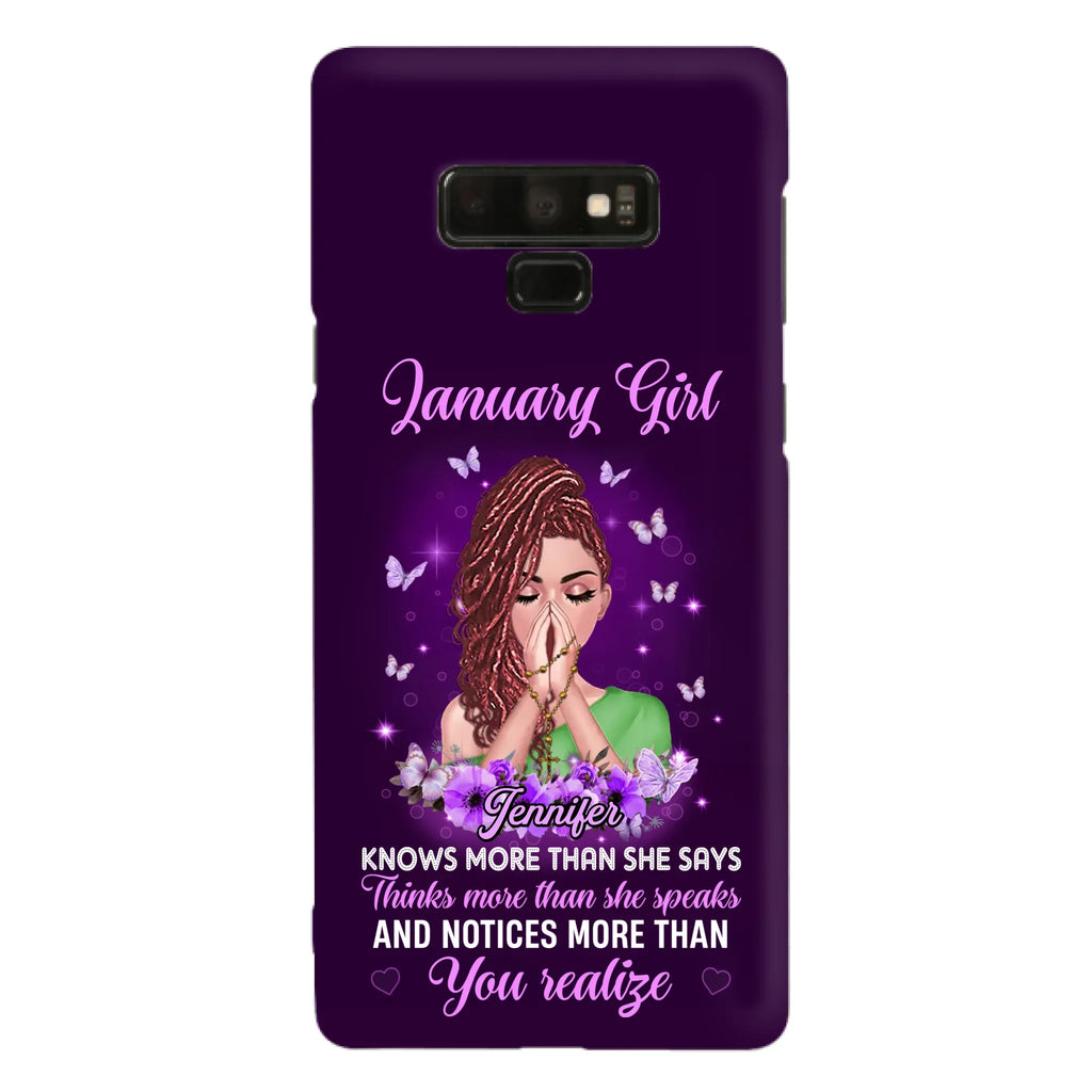 Custom Personalized Birthday Girl iPhone/ Samsung Phone Case - Gift Idea For Girl/ Friend/ Daughter - Knows More Than She Says