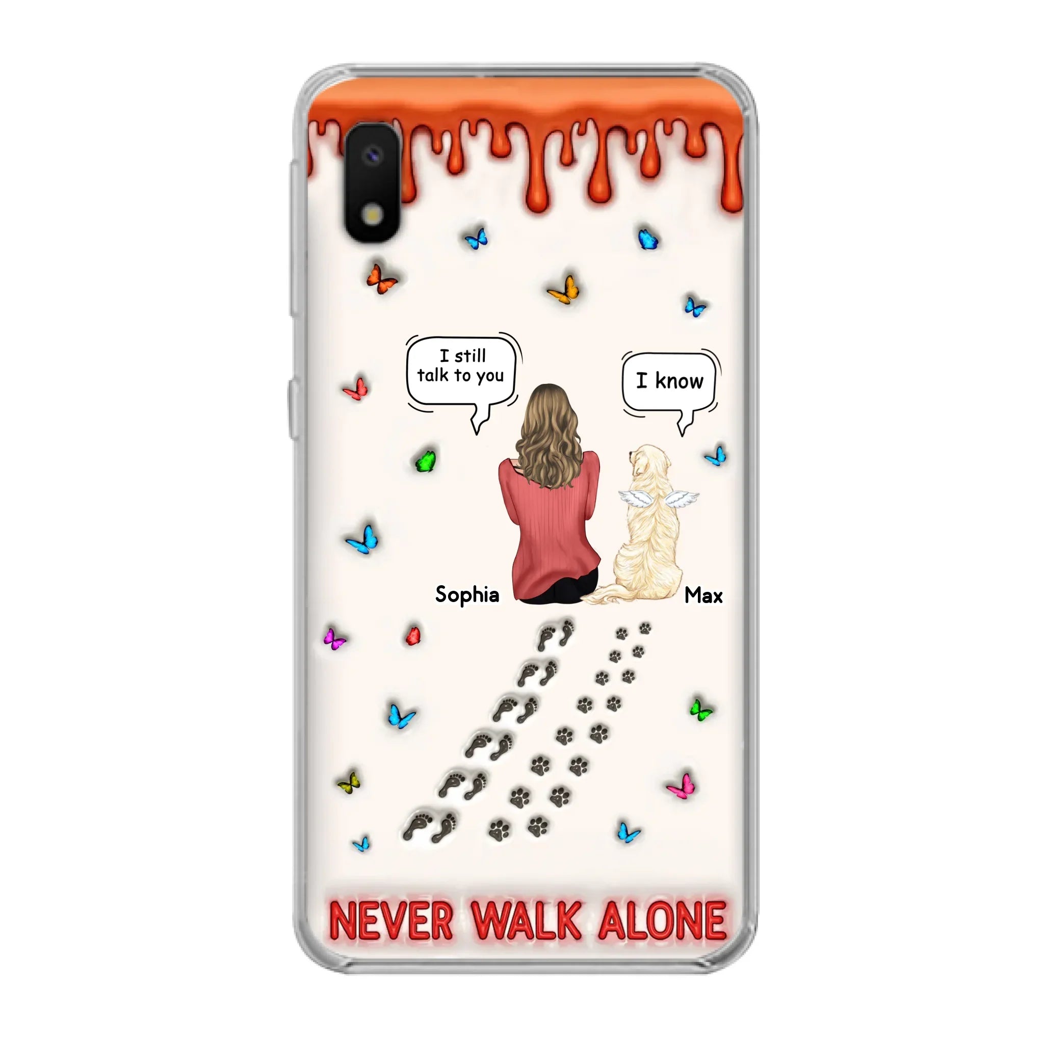 Custom Personalized Memorial Pet Phone Case - Memorial Gift Idea For Pet Owner - Case For iPhone/ Samsung - Never Walk Alone