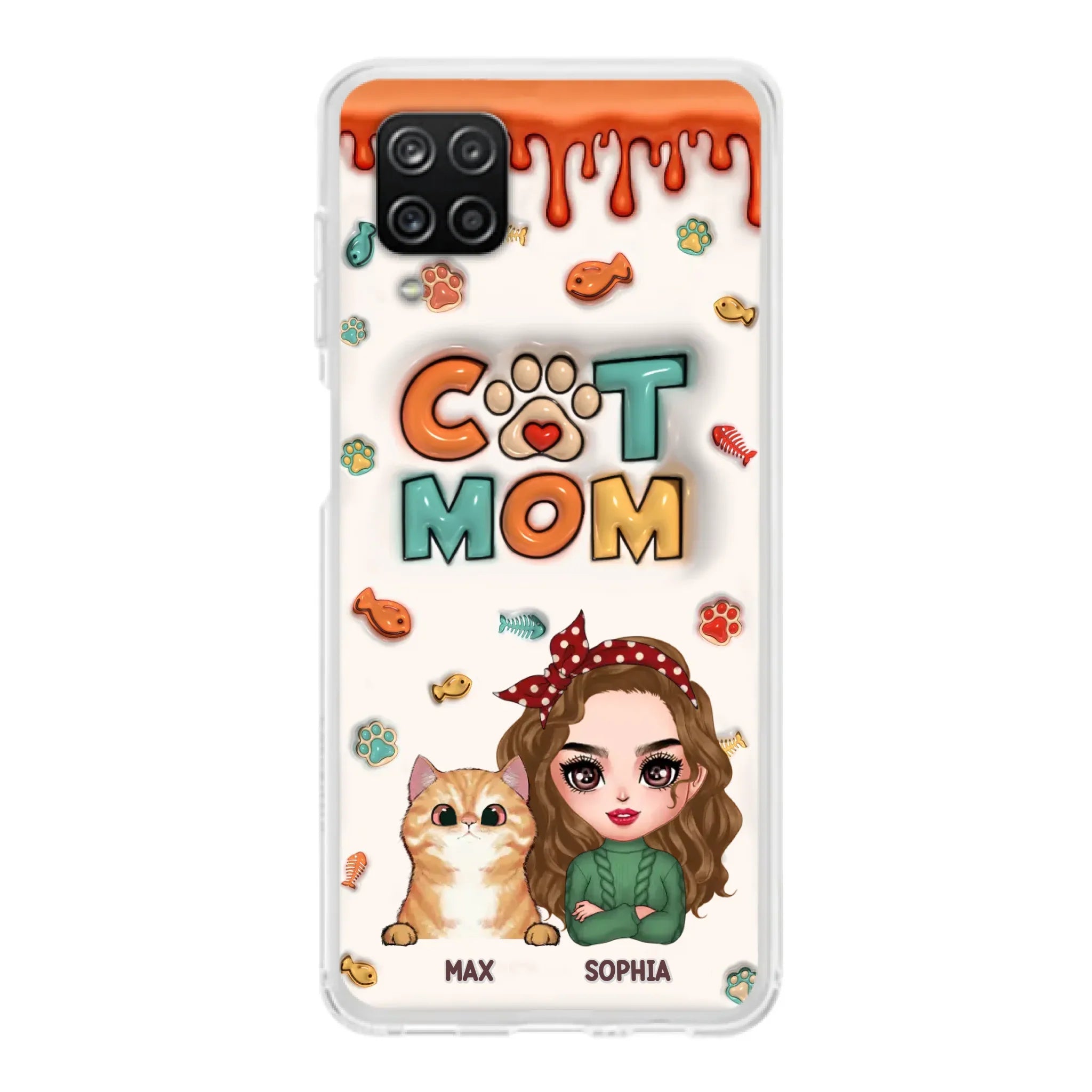 Custom Personalized Cat Mom iPhone/ Samsung Phone Case - Christmas Gift Idea For Cat Lover - Upto 4 Cats